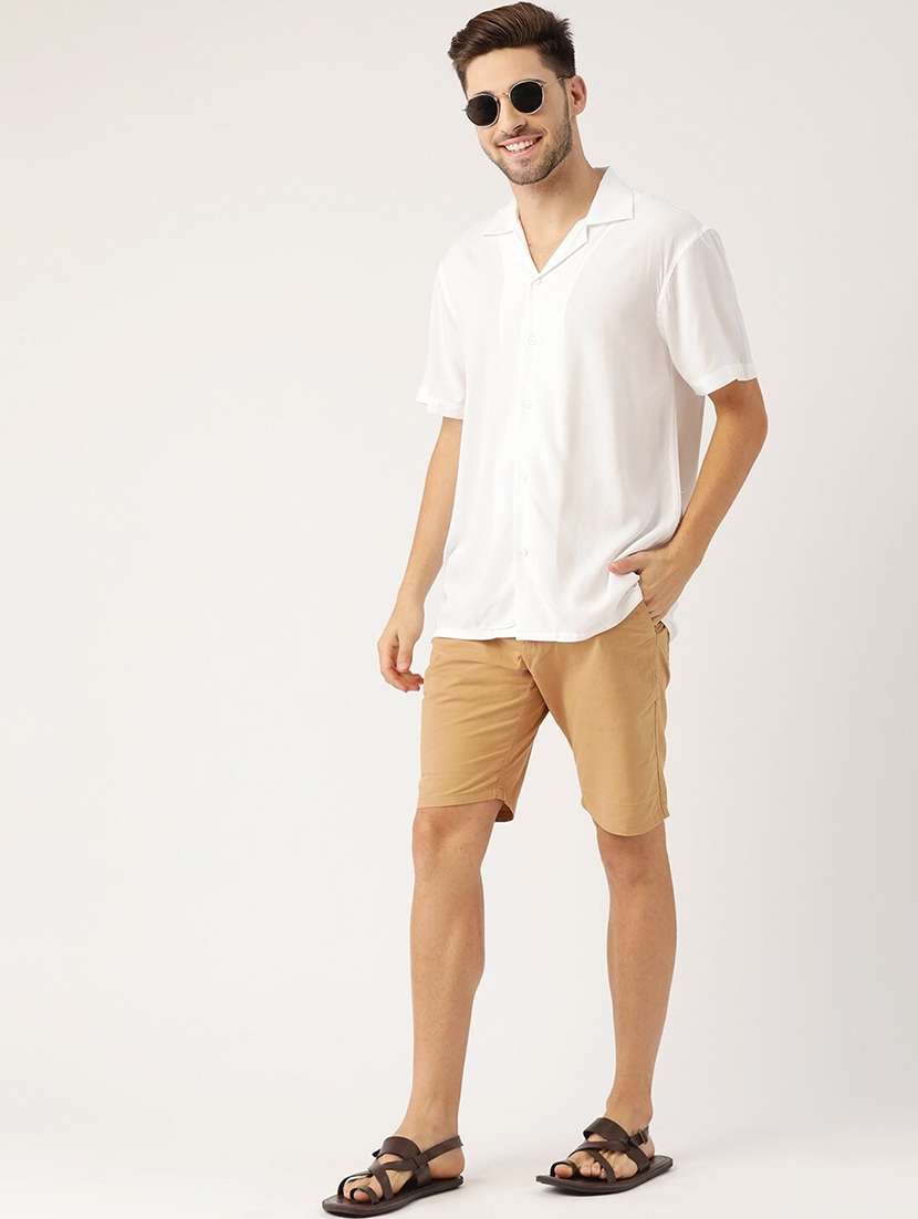 men solid cuban collared short sleeve loose fit shirt - 22038918 -  Standard Image - 3