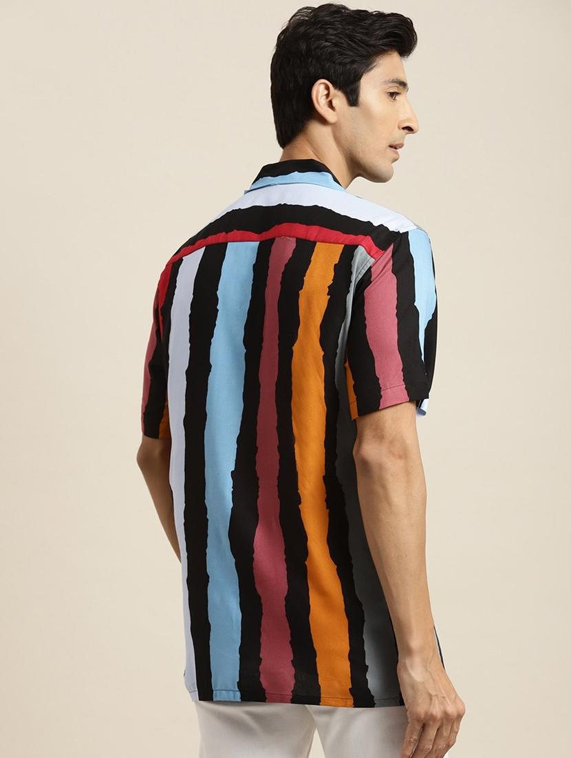 men printed cuban collared short sleeve loose fit shirt - 22038922 - Standard Image - 3