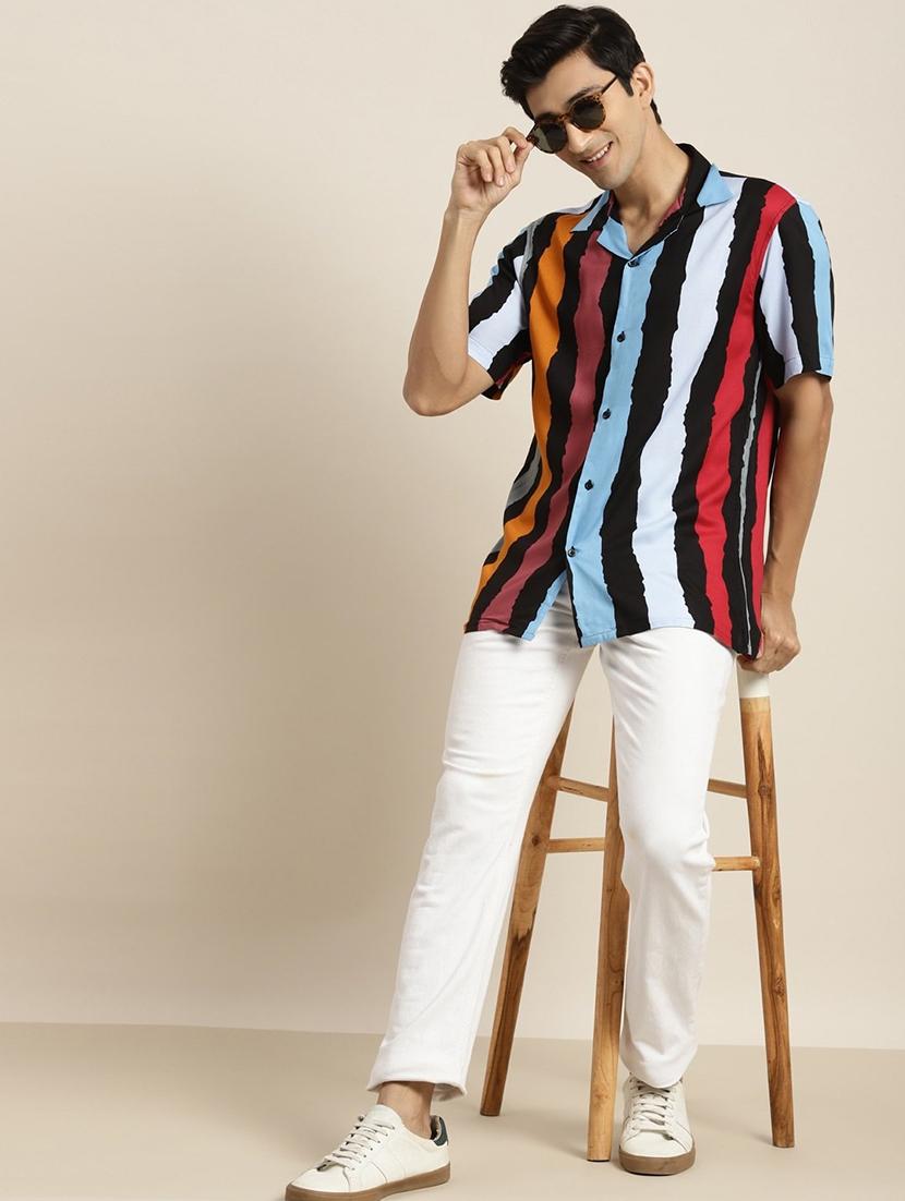 men printed cuban collared short sleeve loose fit shirt - 22038922 - Standard Image - 5