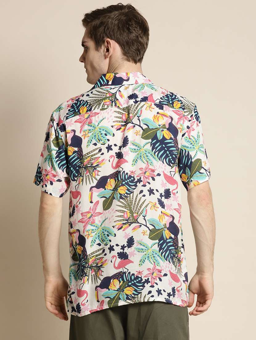 men printed cuban collared short sleeve loose fit shirt - 22038933 -  Standard Image - 3