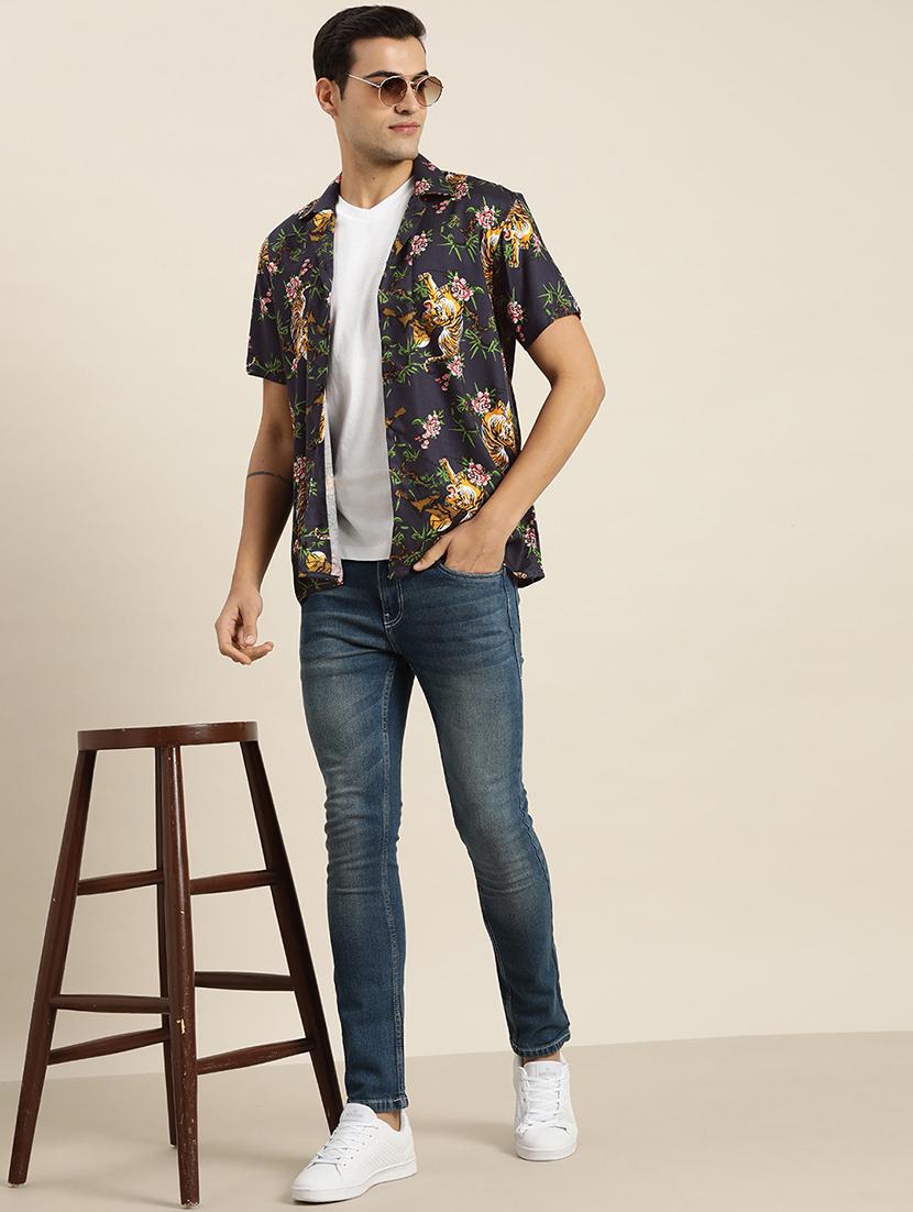 men printed cuban collared short sleeve loose fit shirt - 22038939 - Standard Image - 3