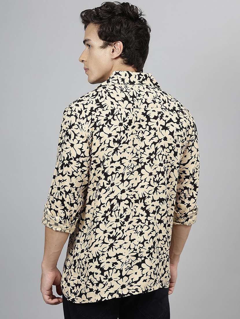 men printed cuban collared long sleeve loose fit shirt - 22038959 -  Standard Image - 3