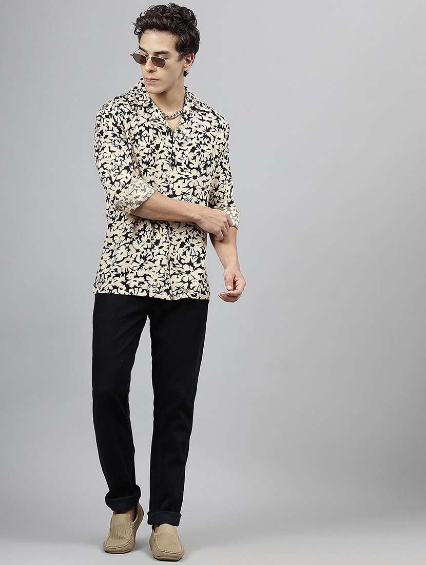 men printed cuban collared long sleeve loose fit shirt - 22038959 -  Standard Image - 5