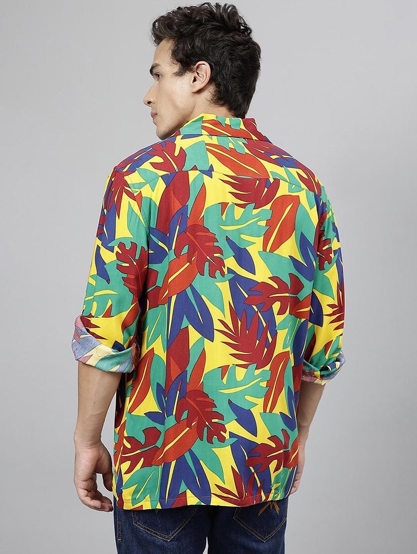 men printed cuban collared long sleeve shirt - 22038960 - Standard Image - 3