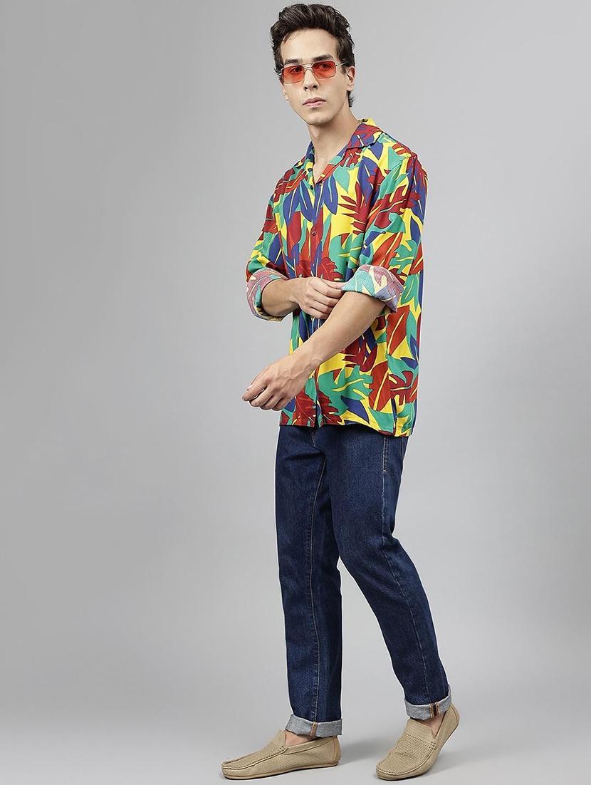 men printed cuban collared long sleeve shirt - 22038960 - Standard Image - 5