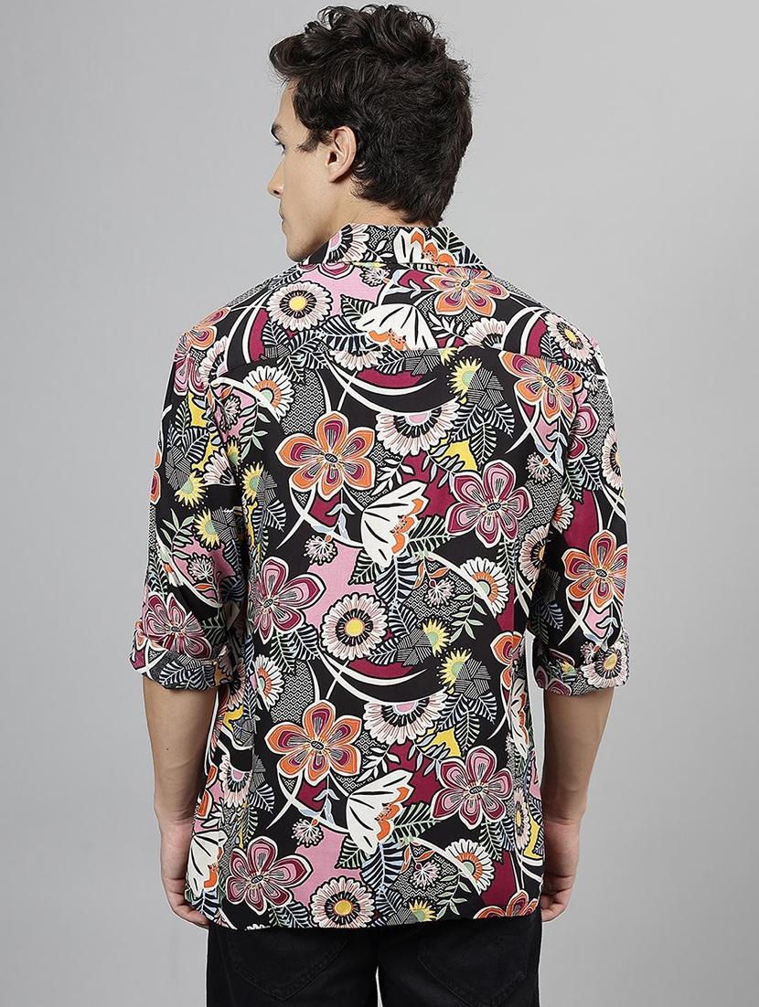 men printed cuban collared long sleeve shirt - 22038961 - Standard Image - 3