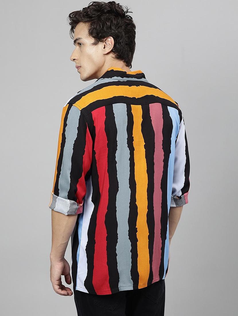 men printed cuban collared long sleeve shirt - 22038962 - Standard Image - 3