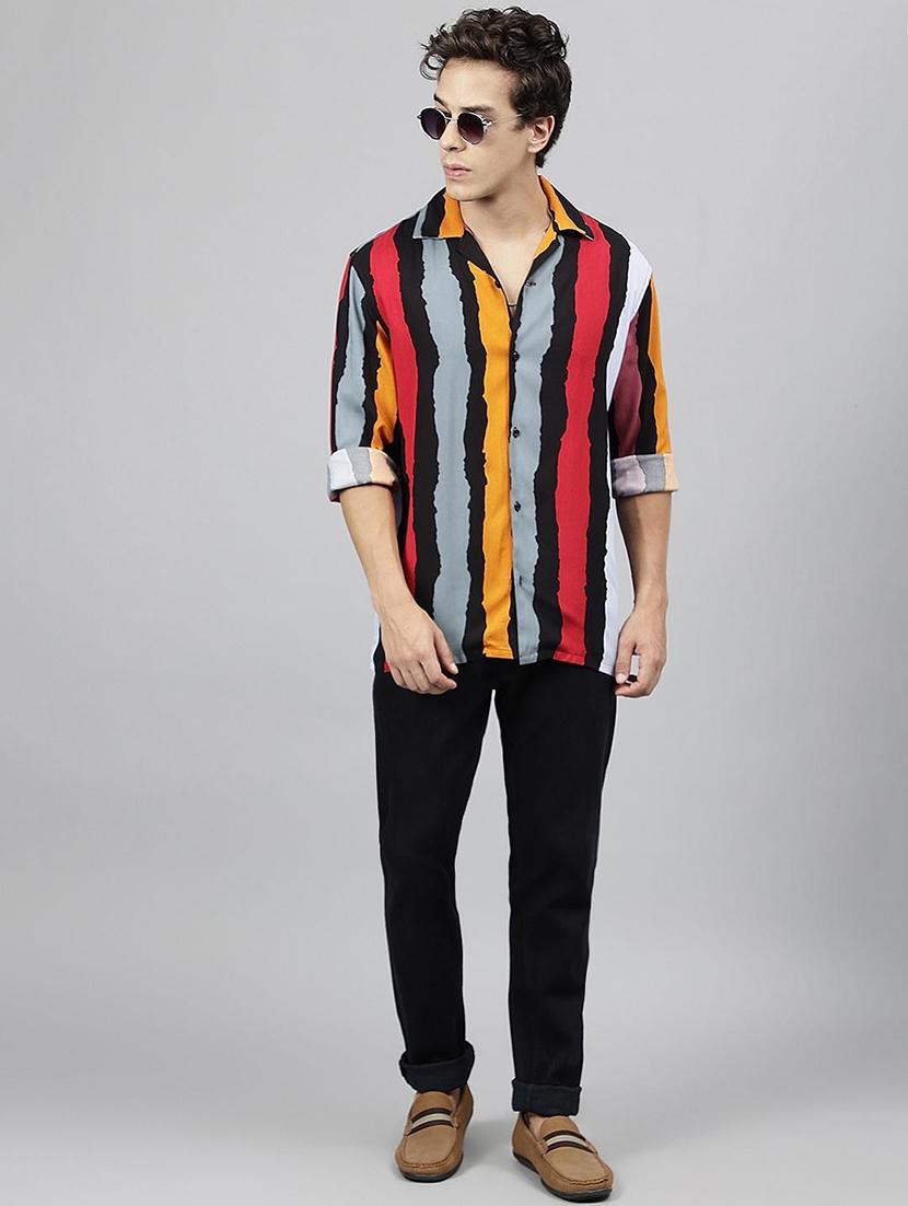 men printed cuban collared long sleeve shirt - 22038962 - Standard Image - 5