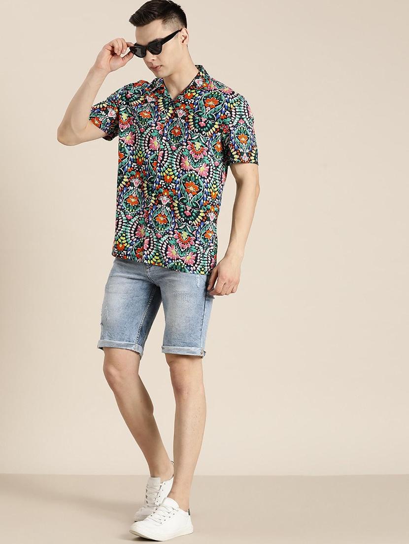 men printed cuban collared short sleeve shirt - 22038975 - Standard Image - 3