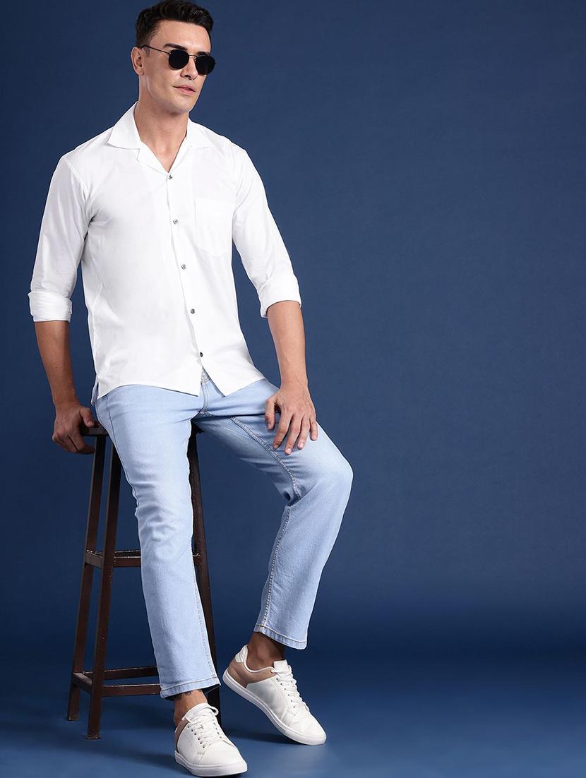 men solid cuban collared long sleeve shirt - 22038997 - Standard Image - 3