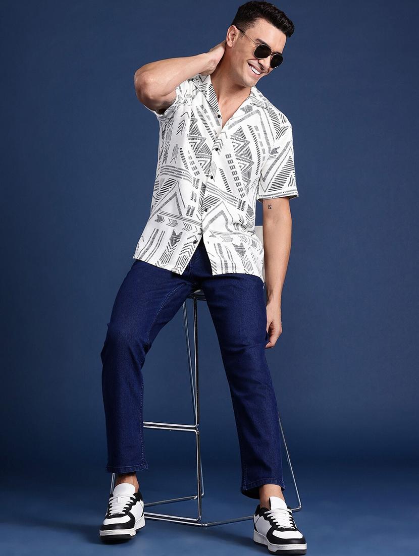 men printed cuban collared long sleeve shirt - 22039002 - Standard Image - 3