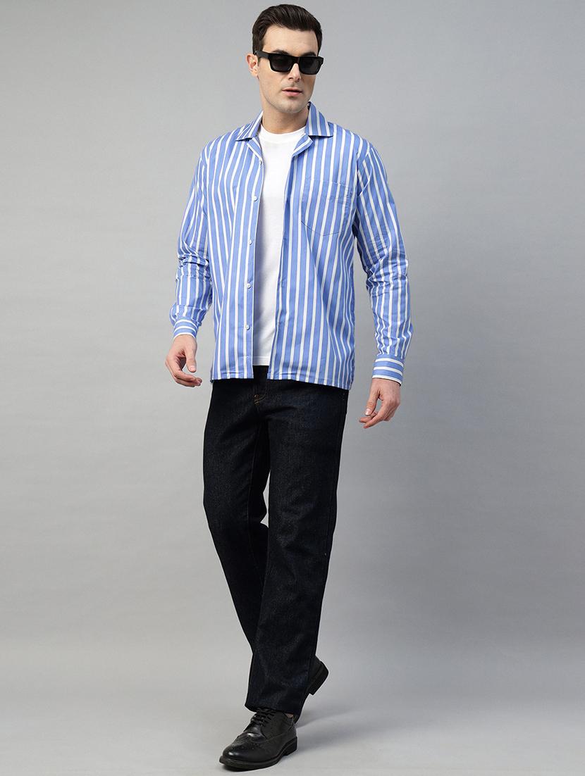 men striped cuban collared short sleeve shirt - 22039005 - Standard Image - 5