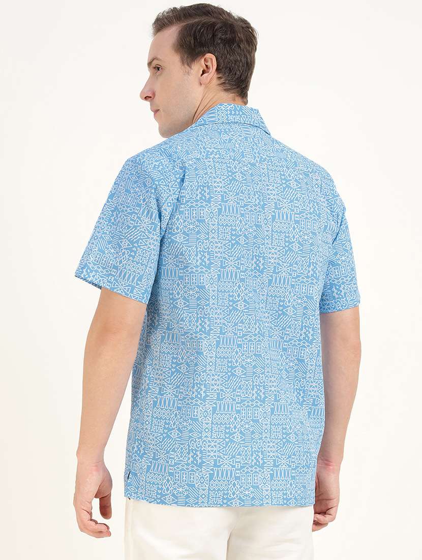 men printed cuban collared short sleeve shirt - 22039009 - Standard Image - 3
