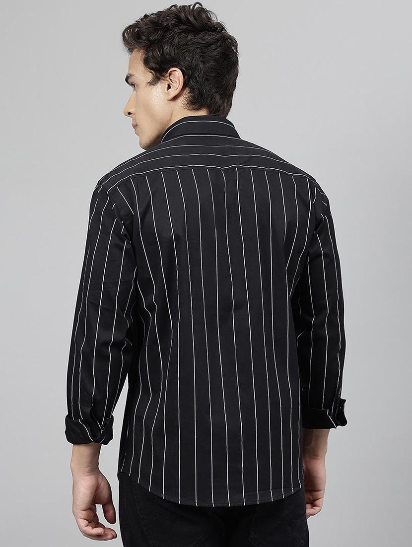 men striped collared long sleeve shirt - 22039020 - Standard Image - 3