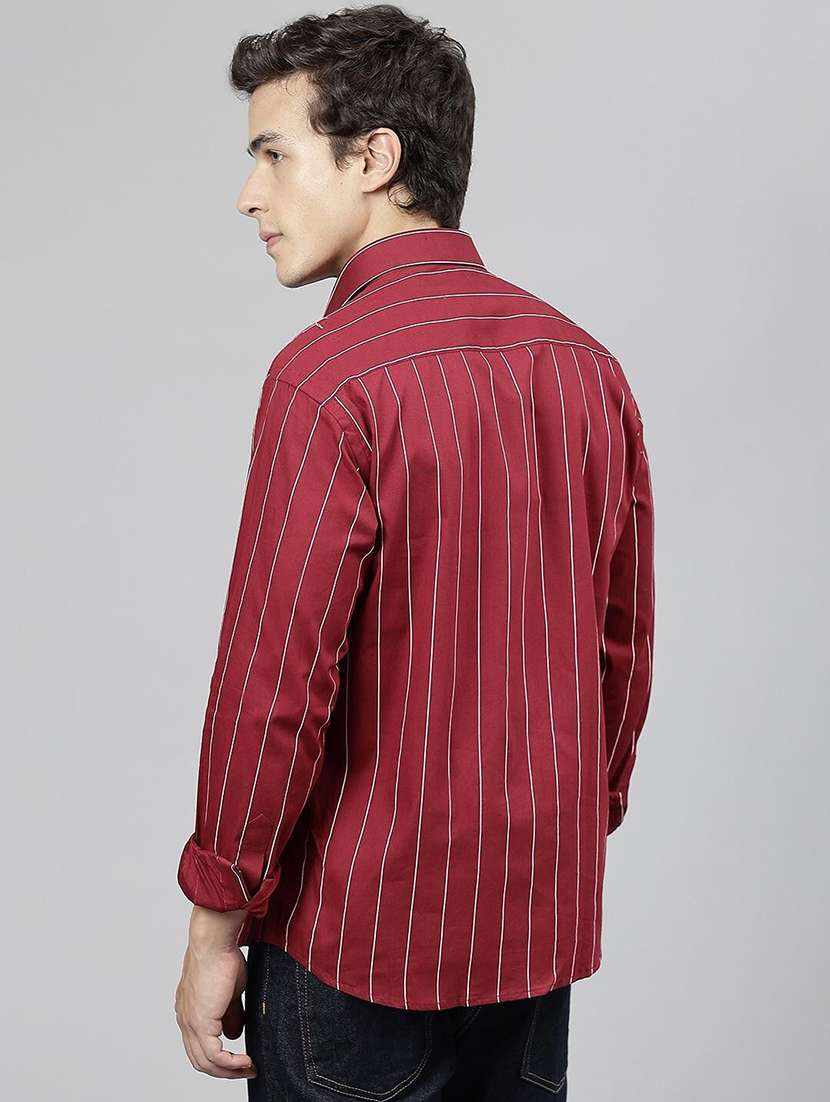 men striped collared long sleeve shirt - 22039022 -  Standard Image - 3