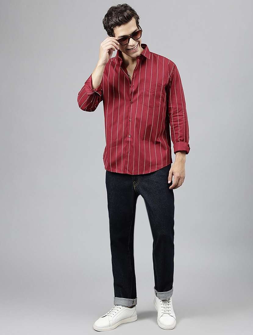 men striped collared long sleeve shirt - 22039022 -  Standard Image - 5