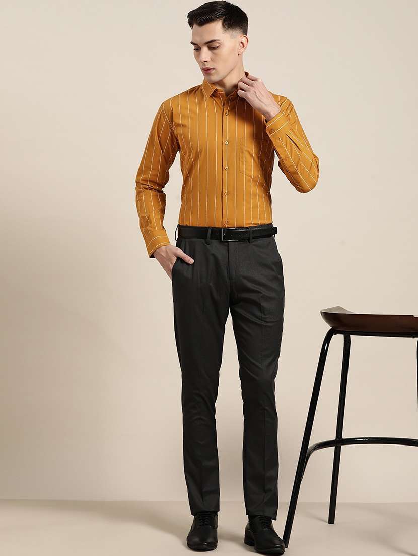 men striped collared long sleeve shirt - 22039023 -  Standard Image - 3