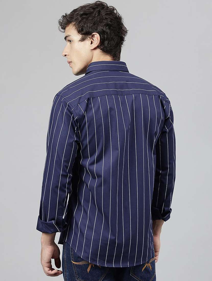 men striped collared long sleeve shirt - 22039025 -  Standard Image - 3