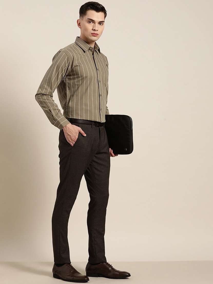 men striped collared long sleeve shirt - 22039026 -  Standard Image - 3
