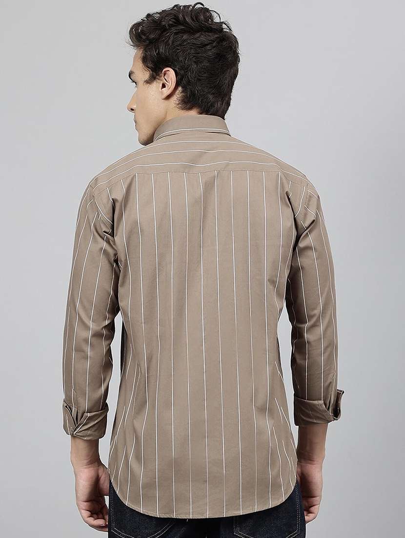men striped collared long sleeve shirt - 22039027 -  Standard Image - 3