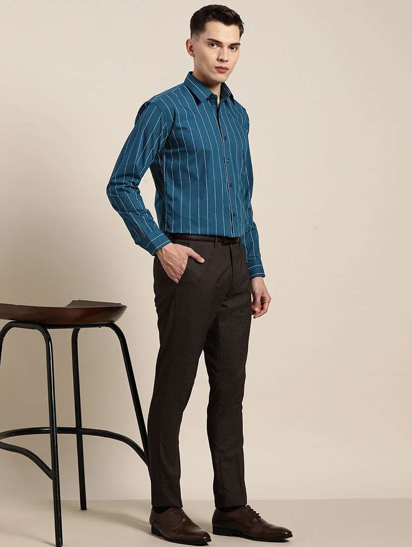 men striped collared long sleeve shirt - 22039028 - Standard Image - 3