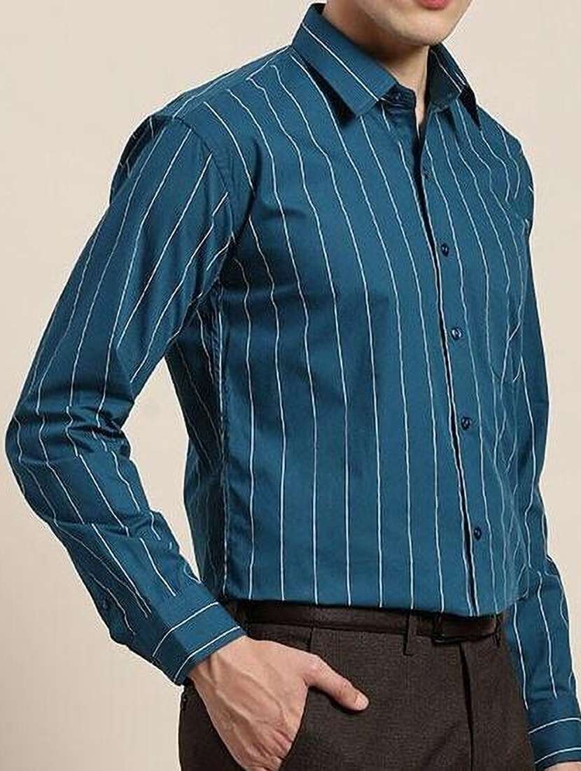 men striped collared long sleeve shirt - 22039029 - Standard Image - 3