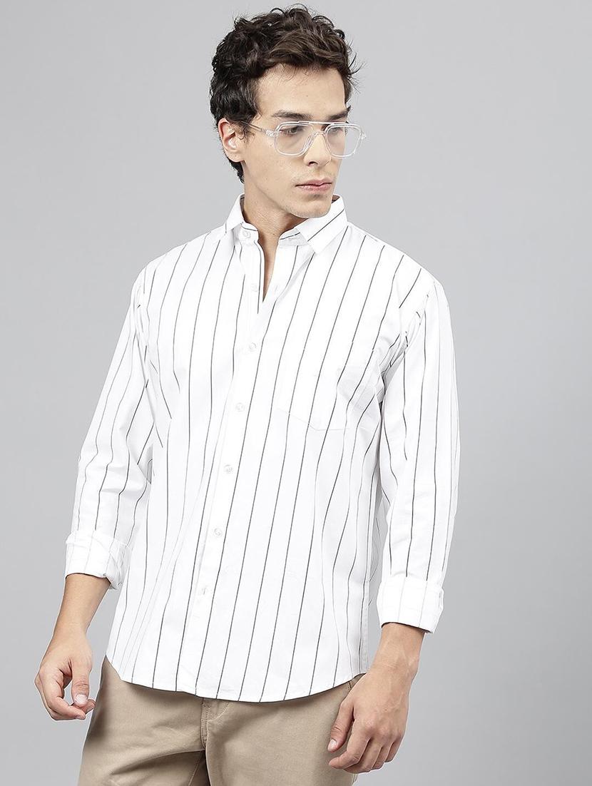 men striped collared long sleeve shirt - 22039031 -  Zoom Image - 0