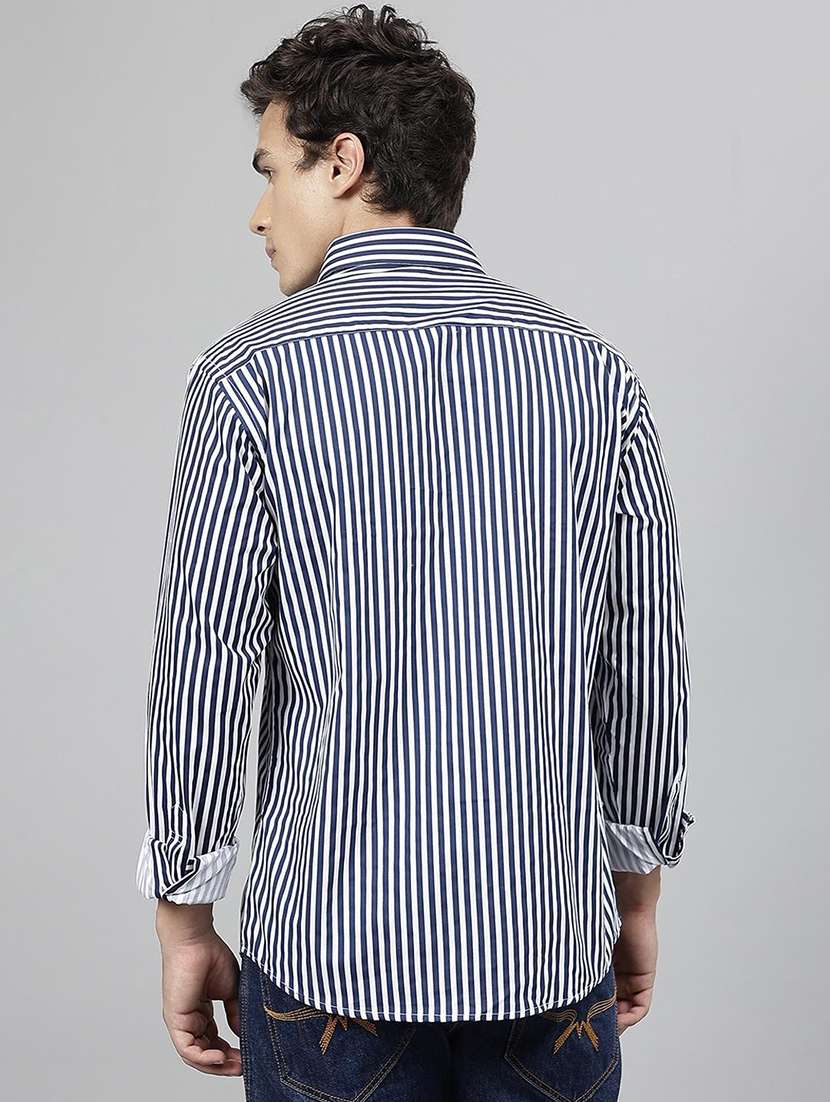 men striped collared long sleeve shirt - 22039035 -  Standard Image - 3