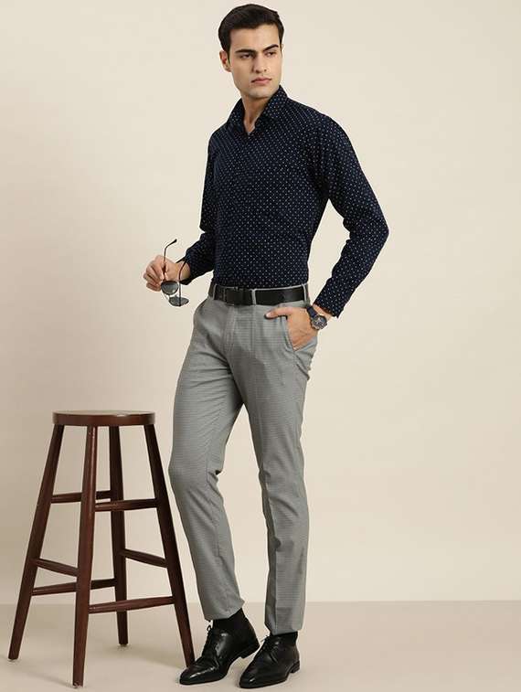 men polka doted collared long sleeve shirt - 22039042 -  Standard Image - 3
