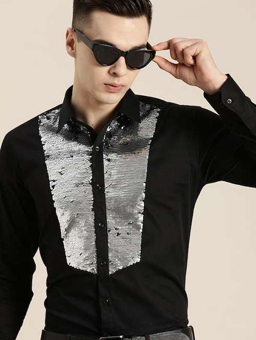 men self designed collared long sleeve shirt - 22039045 -  Standard Image - 0