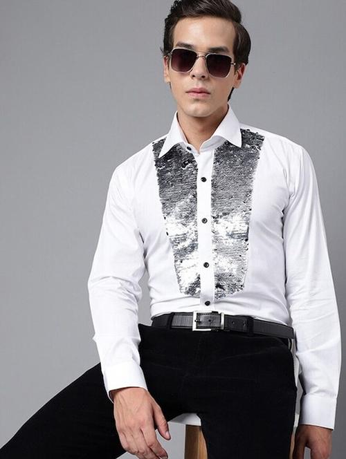 men sequined collared long sleeve shirt - 22039046 -  Standard Image - 0