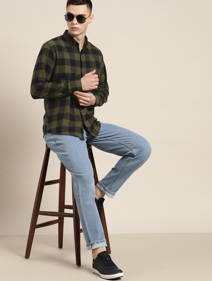 men checkered collared long sleeve shirt - 22039063 - Standard Image - 3