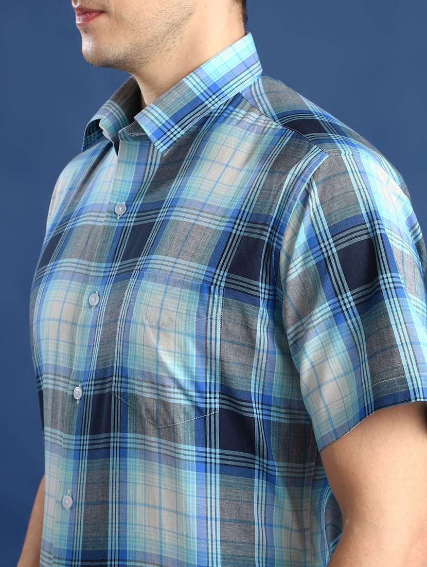 men checkered collared short sleeve shirt - 22039065 -  Standard Image - 3
