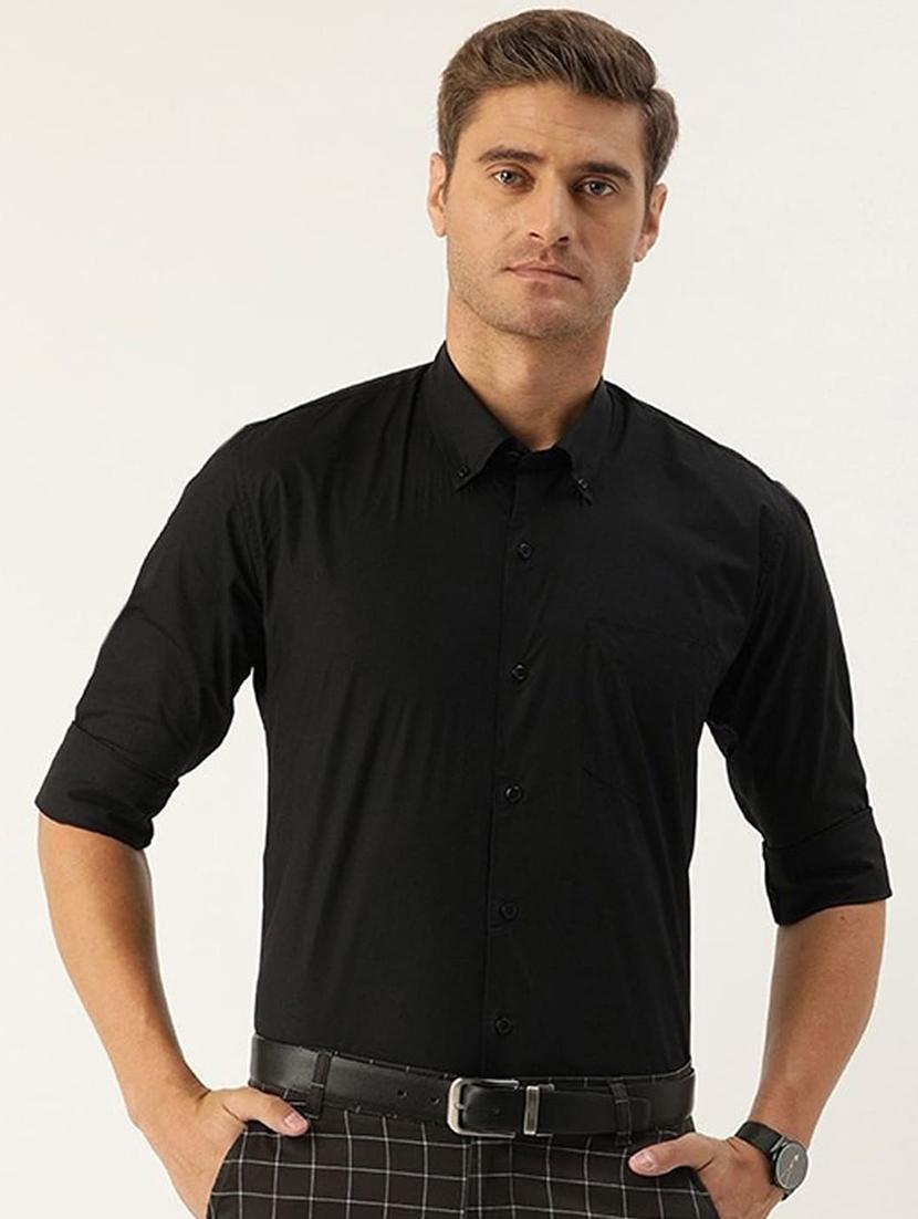 men solid collared long sleeve shirt - 22039067 -  Zoom Image - 0