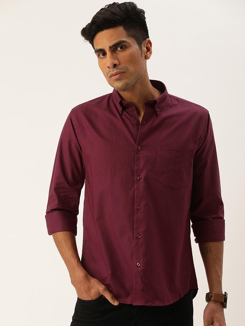 men solid collared long sleeve shirt - 22039069 -  Zoom Image - 0