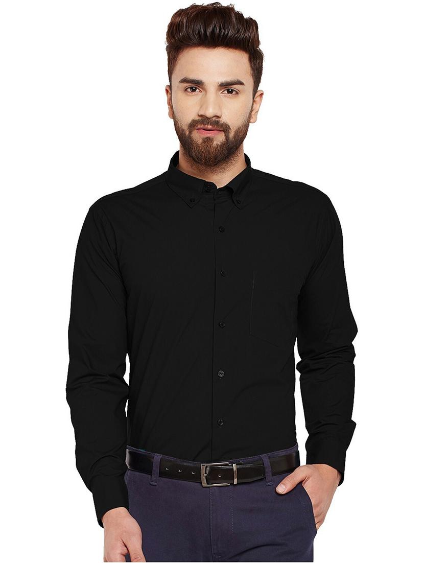 men solid collared long sleeve shirt - 22039071 -  Zoom Image - 0