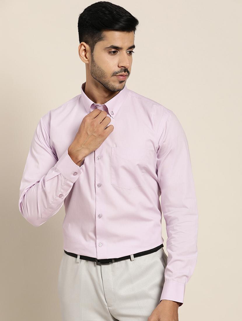 men solid collared long sleeve shirt