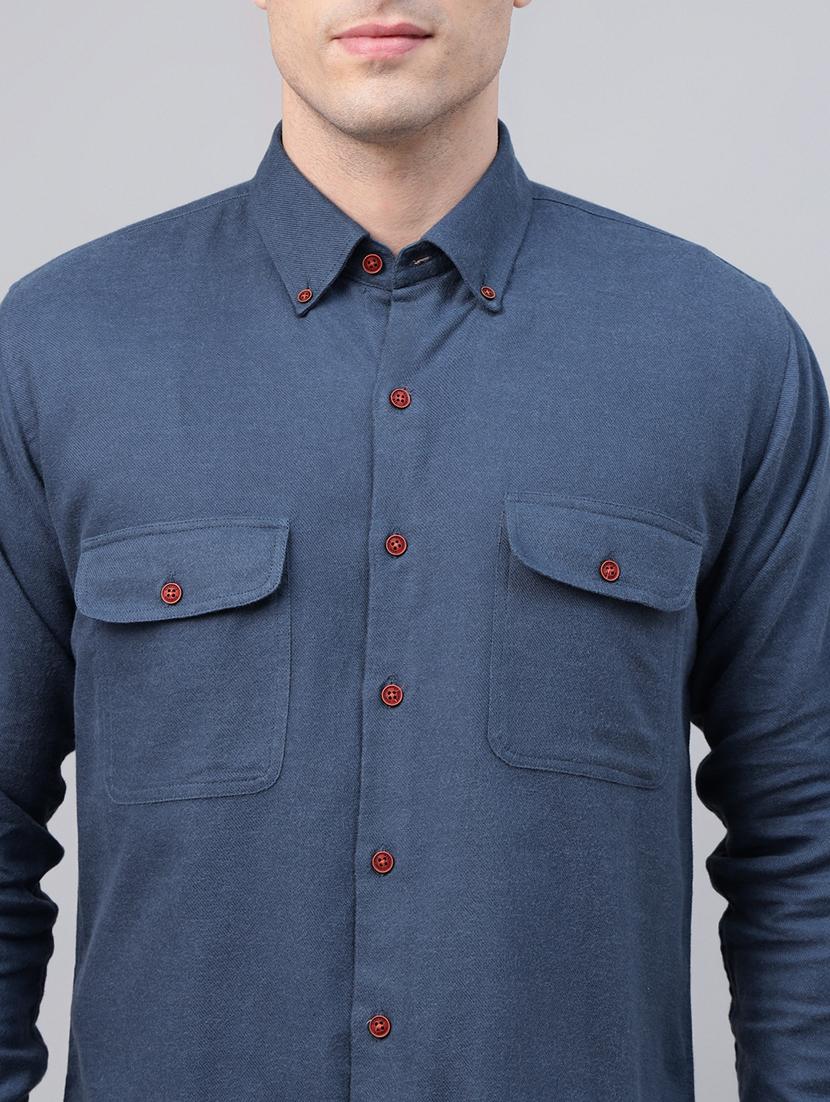 men solid collared long sleeve regular fit shirt - 22039083 - Standard Image - 3
