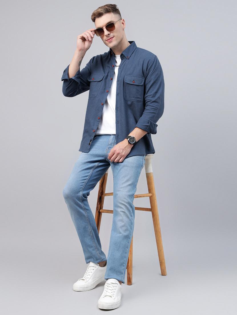 men solid collared long sleeve regular fit shirt - 22039083 - Standard Image - 5