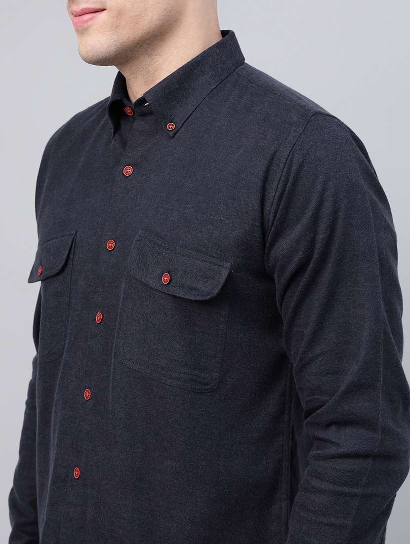men solid collared long sleeve regular fit shirt - 22039085 - Standard Image - 5