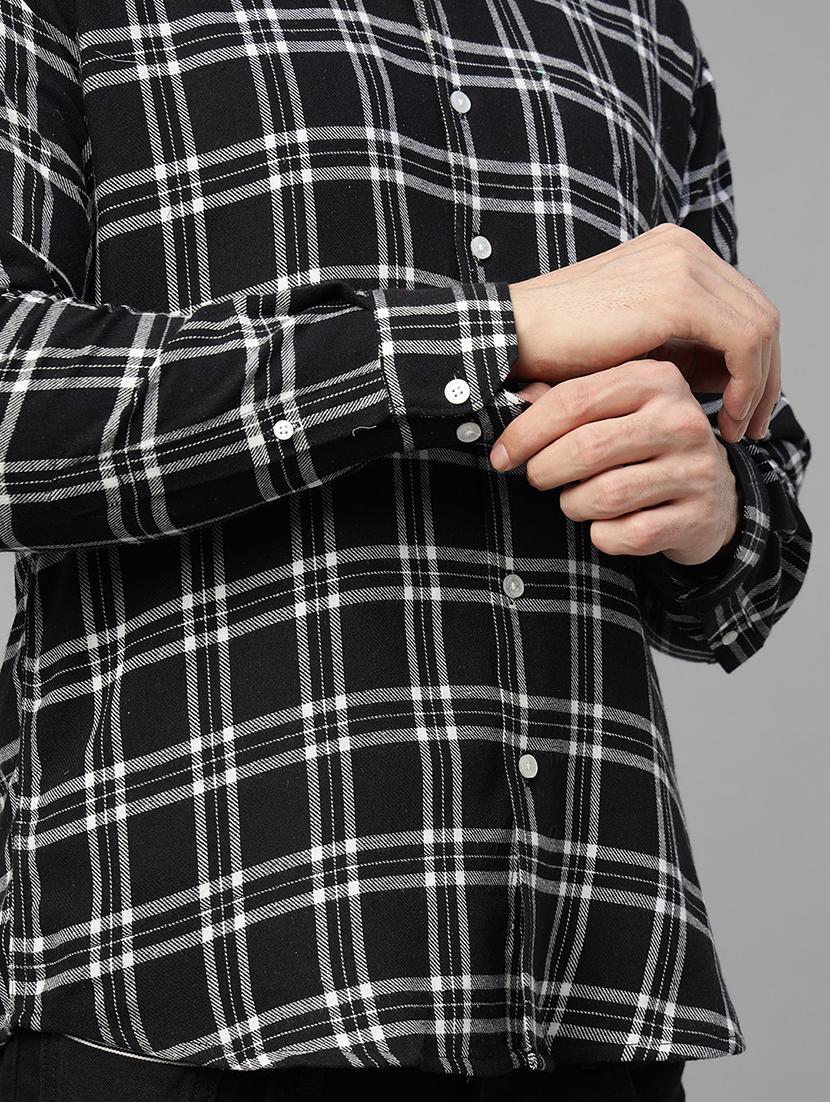 men checkered long sleeve slim fit casual shirt - 22039087 - Standard Image - 5