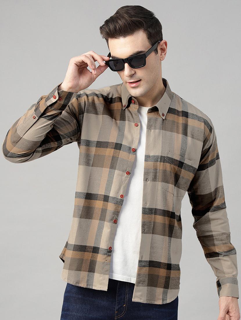 men checkered long sleeve slim fit casual shirt - 22039088 - Zoom Image - 0