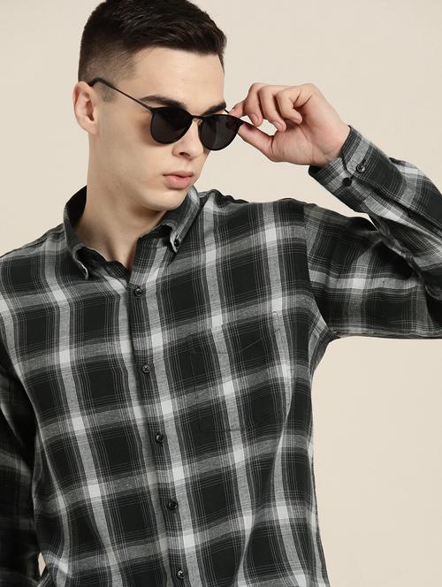 men checkered long sleeve slim fit casual shirt - 22039089 - Standard Image - 0