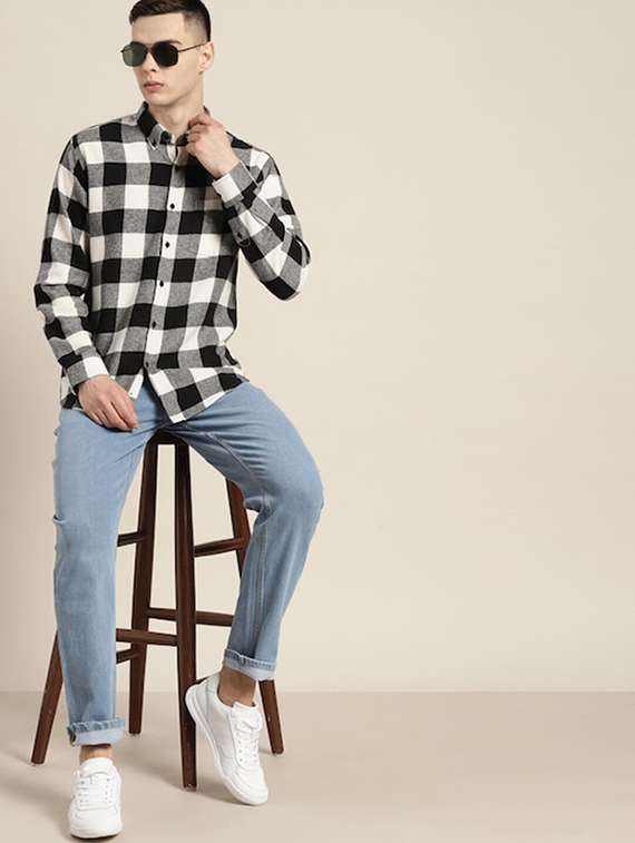 men checkered long sleeve slim fit casual shirt - 22039090 -  Standard Image - 3