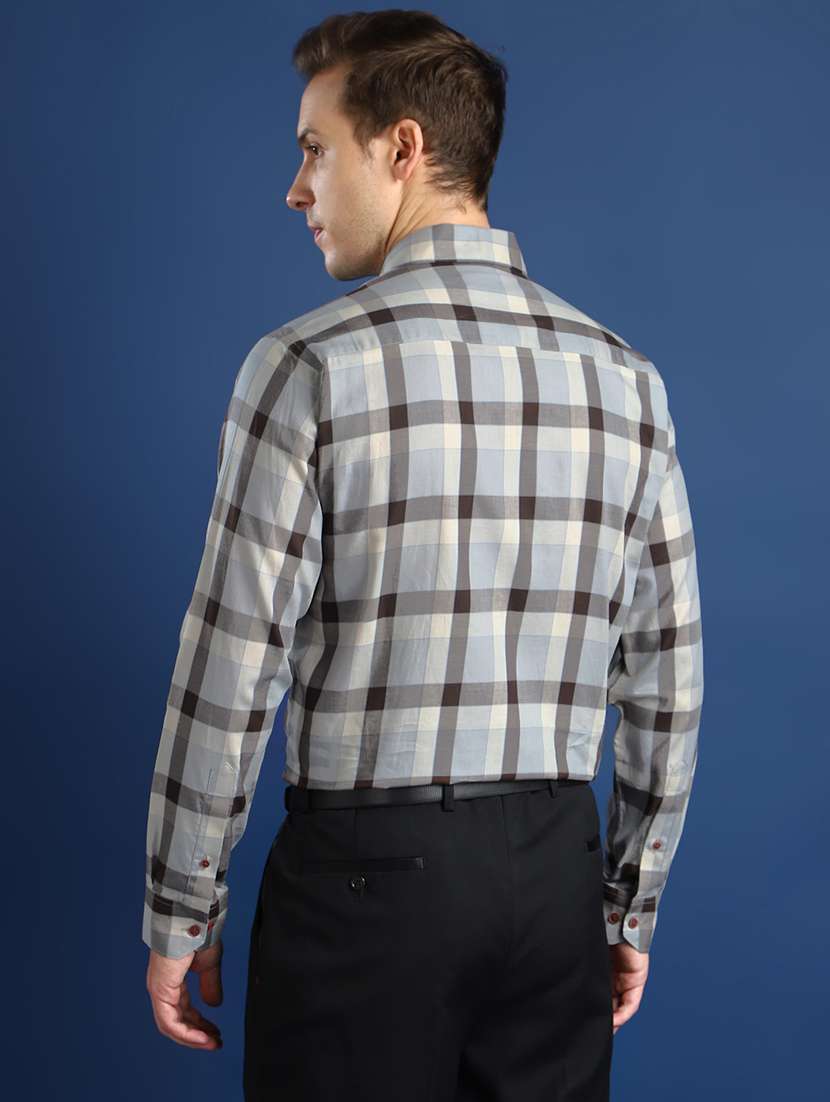 men checkered collared long sleeve shirt - 22039094 -  Standard Image - 3