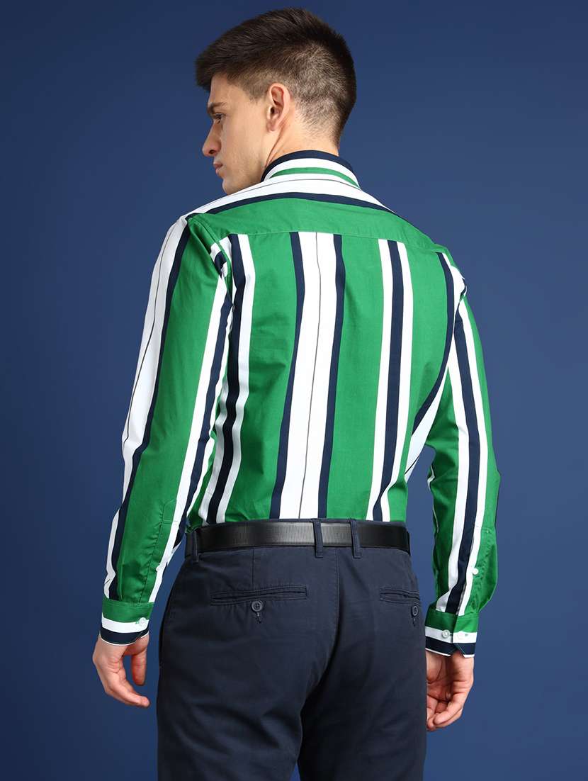 men striped collared long sleeve regular fit shirt - 22039095 - Standard Image - 3