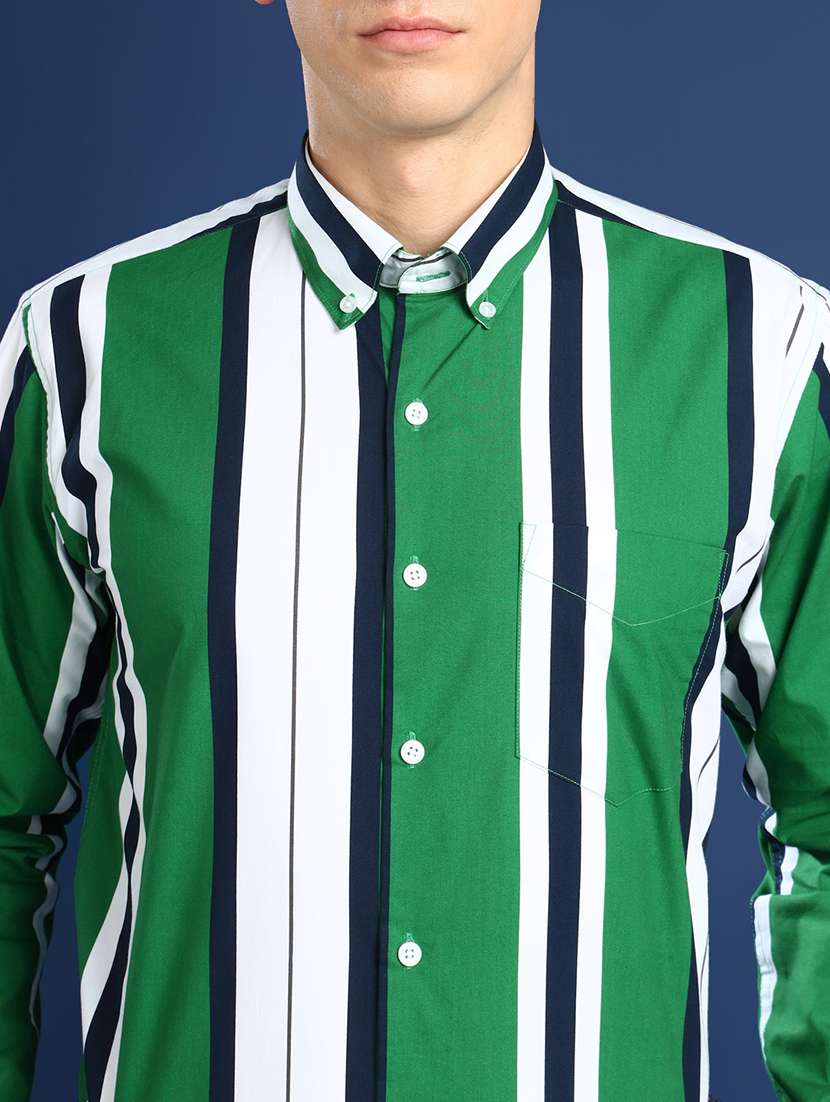 men striped collared long sleeve regular fit shirt - 22039095 - Standard Image - 5