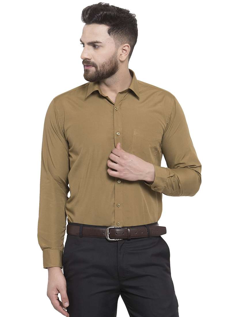men solid collared long sleeve shirt