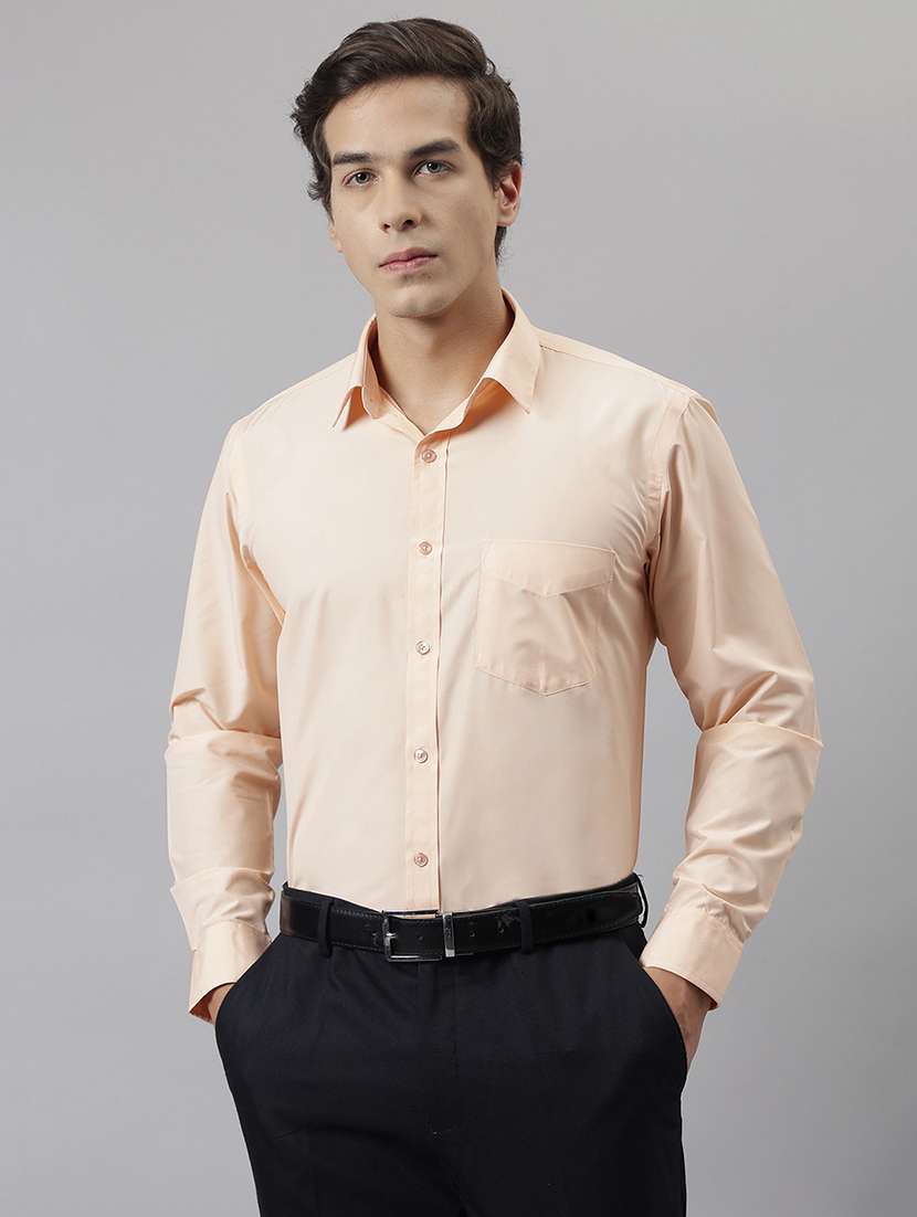 men solid collared long sleeve shirt