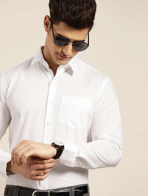 men solid collared long sleeve regular fit shirt - 22039113 - Standard Image - 0